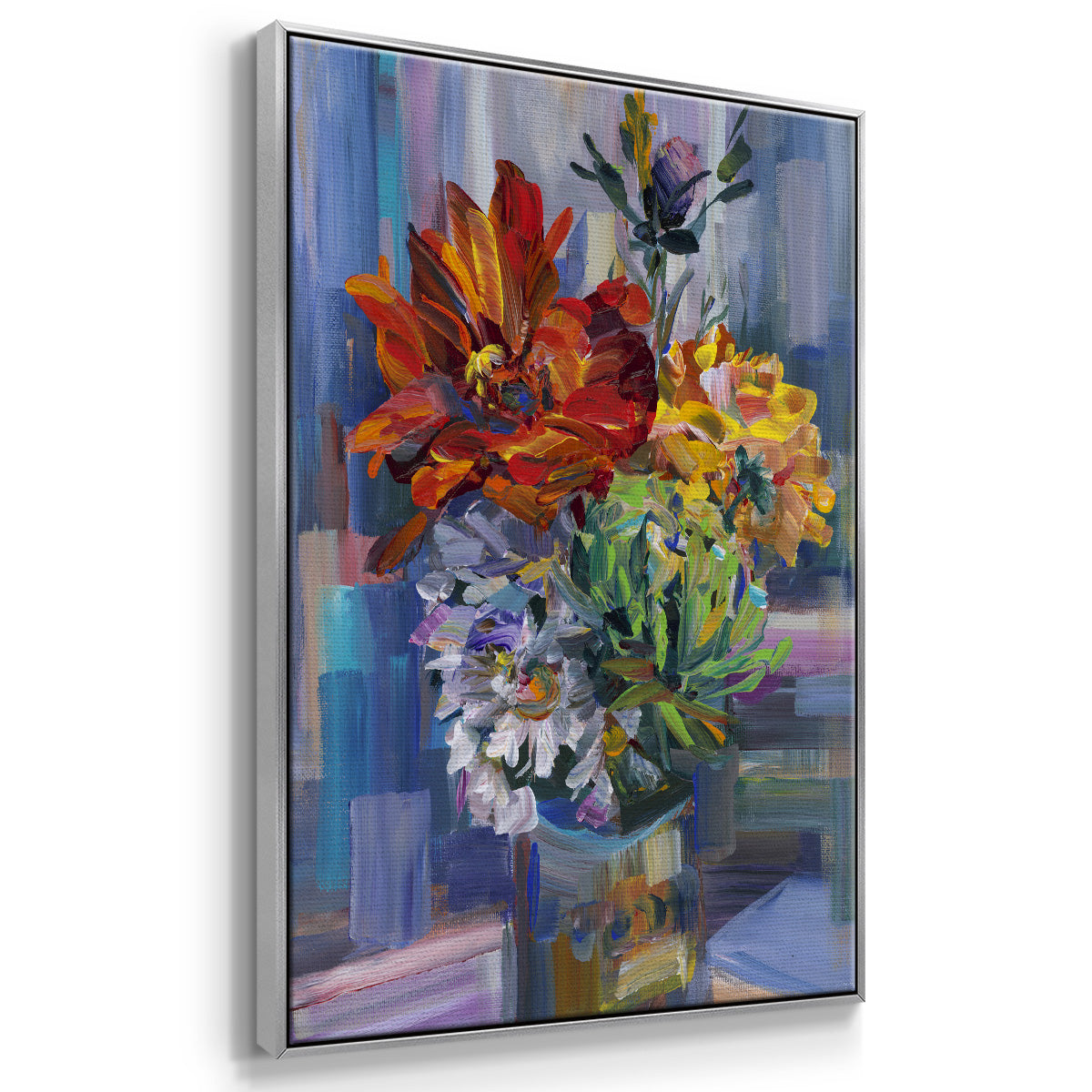 Modern Bouquet - Floater Framed Canvas Print