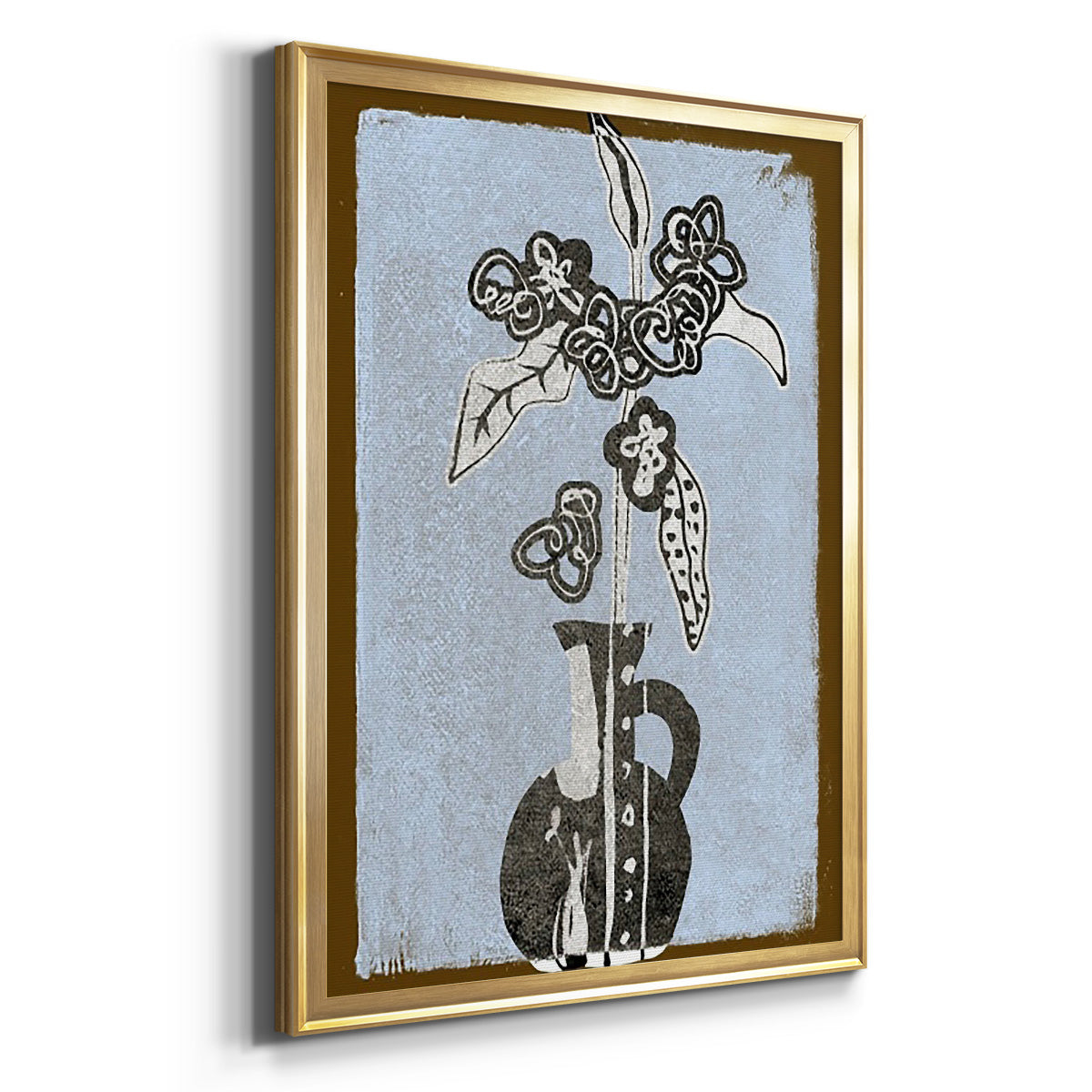 Graphic Flowers in Vase I - Modern Framed Canvas Print
