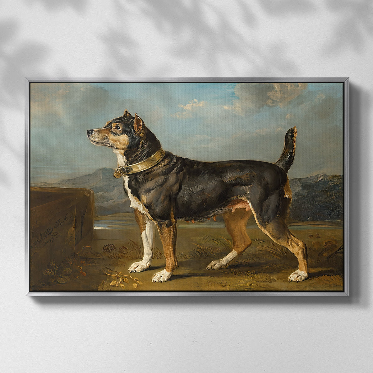 A Terrier in a Landscape, c. 1811 - Floater Framed Canvas Print