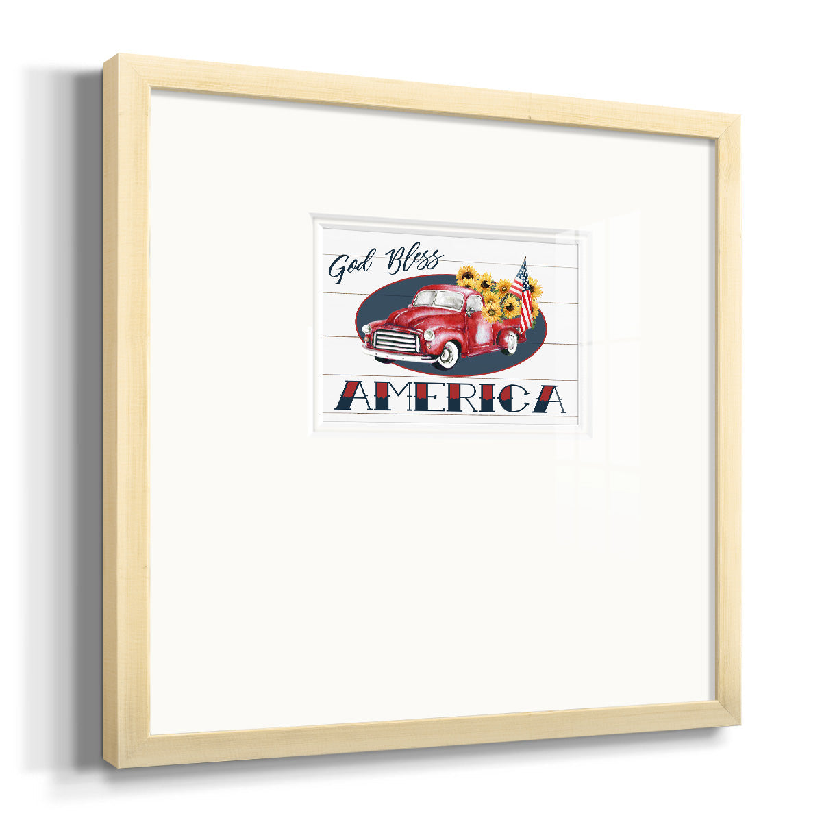 God Bless America Truck Premium Framed Print Double Matboard