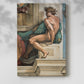 Canvas art print of a muscular figure with dynamic posture and soft shading with a soft shadow on a white background.