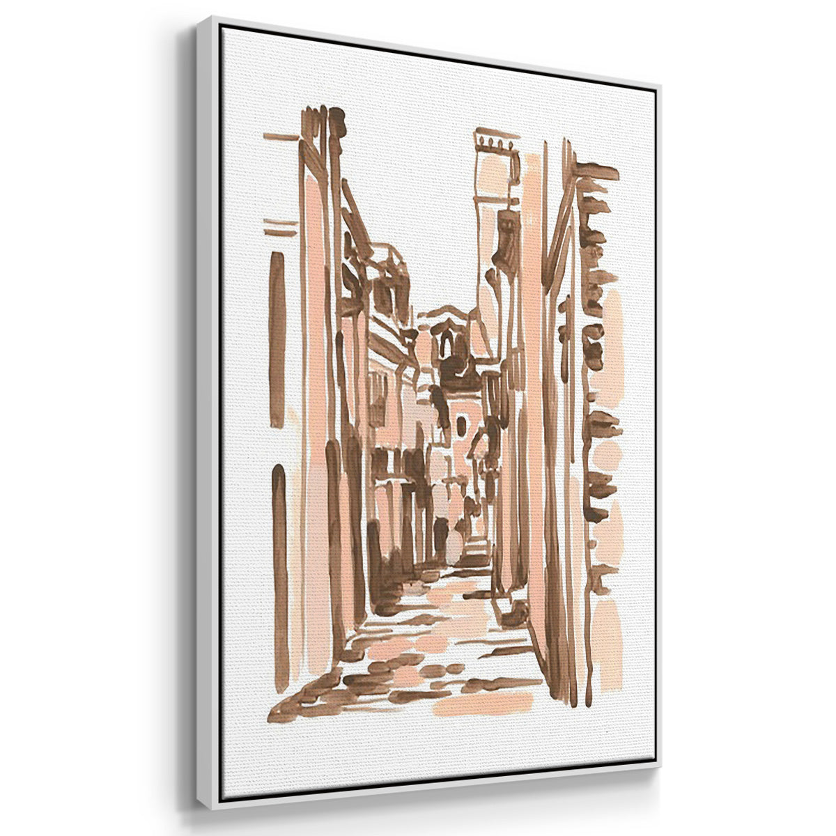 Blush Architecture Study IV - Framed Premium Gallery Wrapped Canvas L Frame 3 Piece Set - Ready to Hang