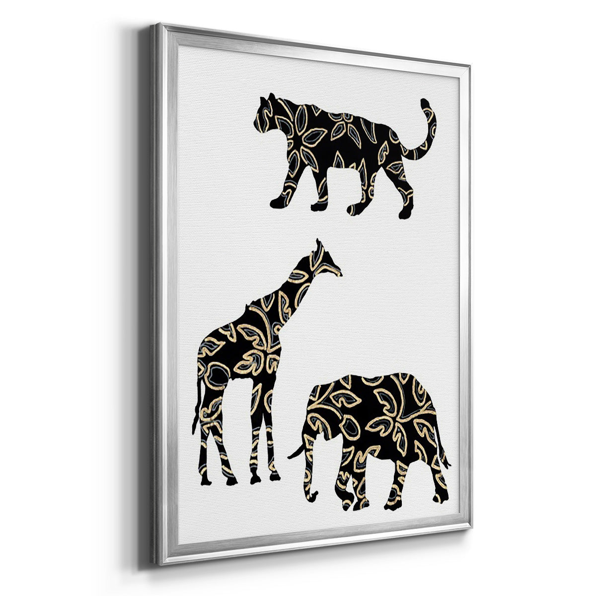 Ornamental Safari Animals III - Modern Framed Canvas Print