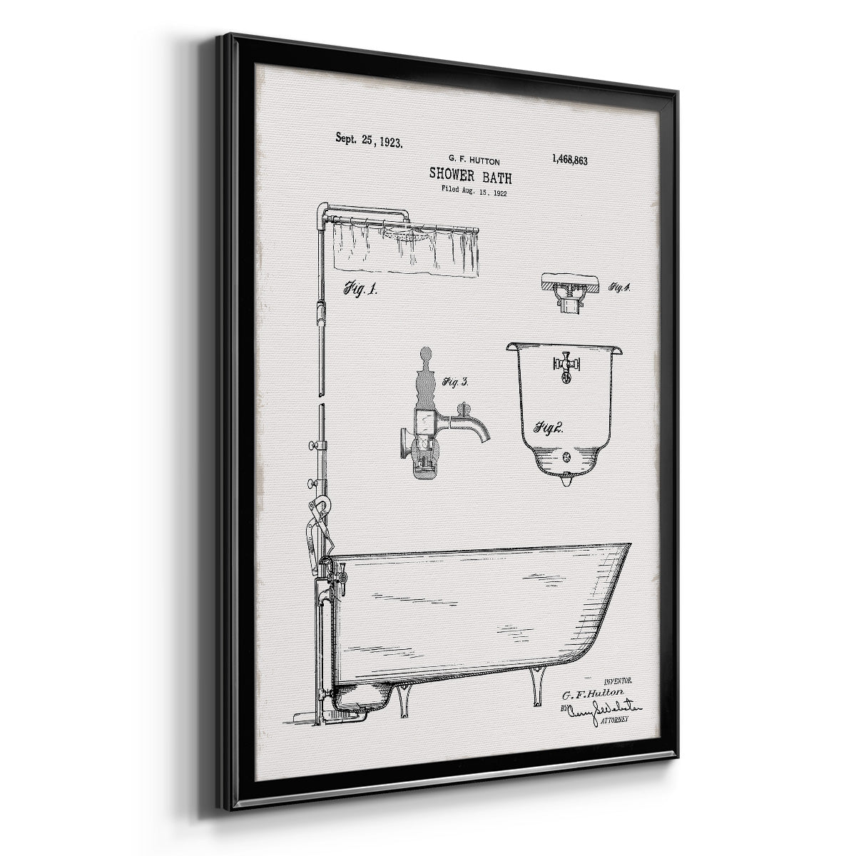 Vintage Bath I - Modern Framed Canvas Print