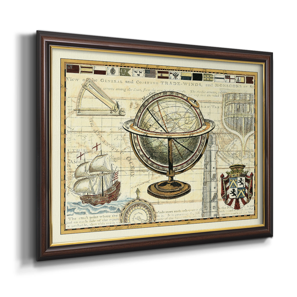 Nautical Map II Premium Framed Canvas- Ready to Hang