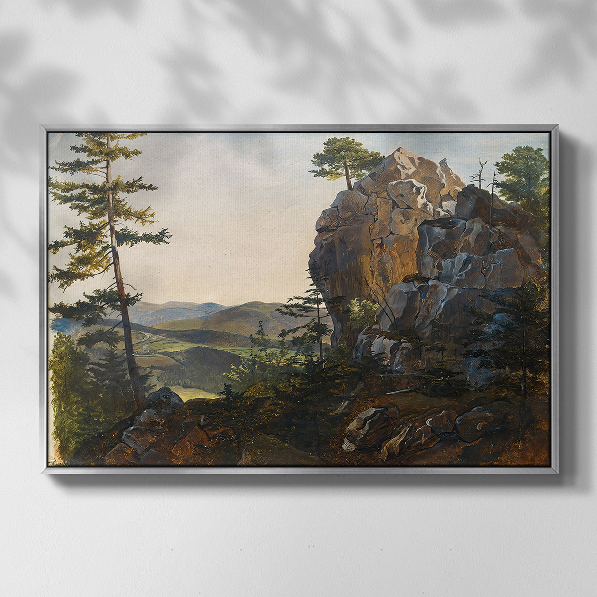 Landscape with the Balbersteine near Miesenbach, 1839 - Floater Framed Canvas Print
