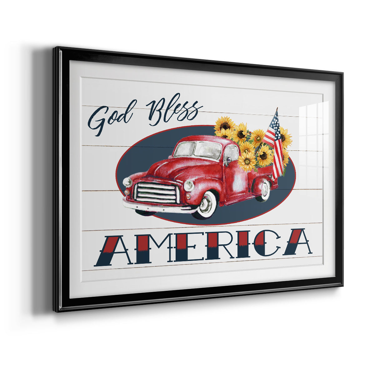 God Bless America Truck Premium Framed Print - Ready to Hang