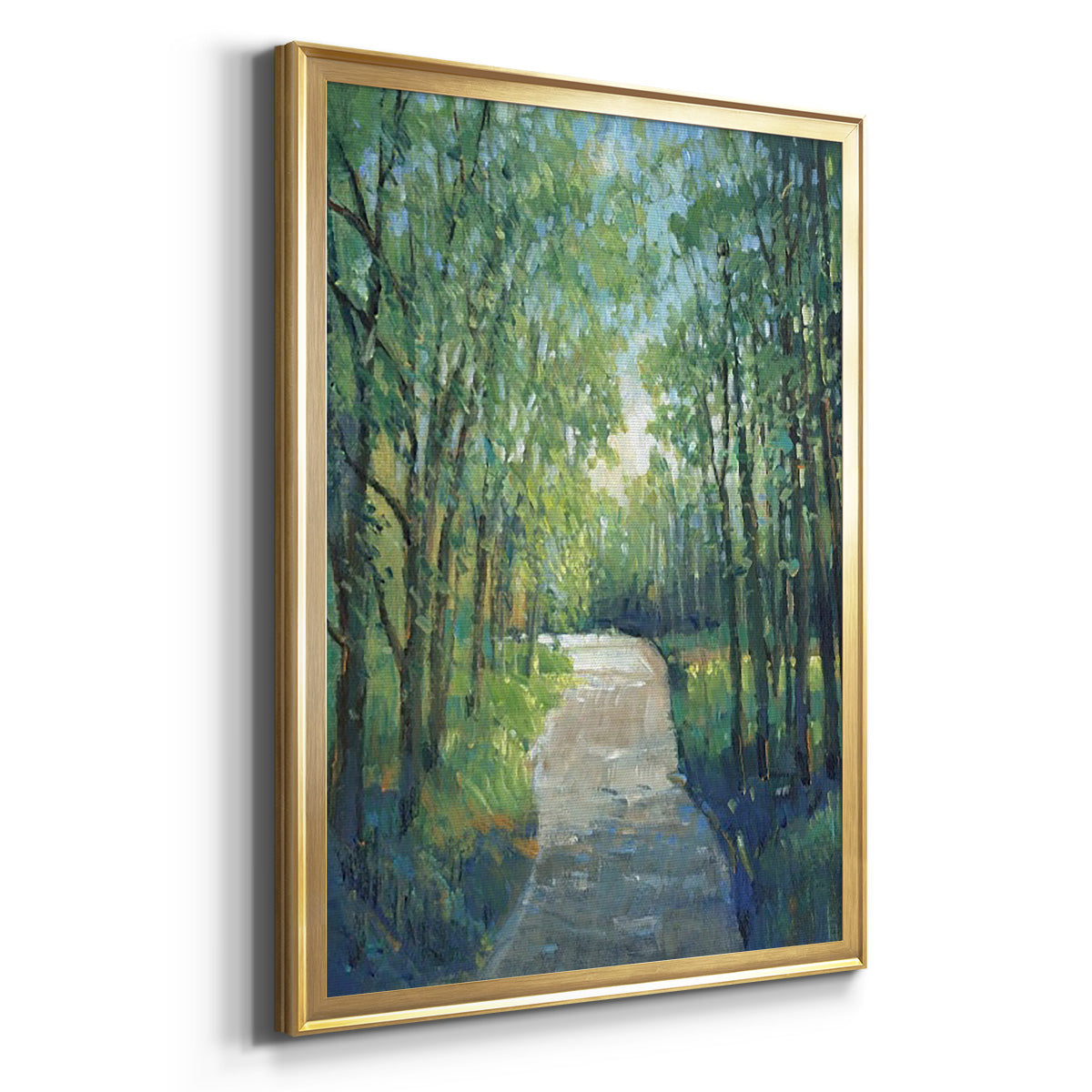 Golden Light Pathways I - Modern Framed Canvas Print