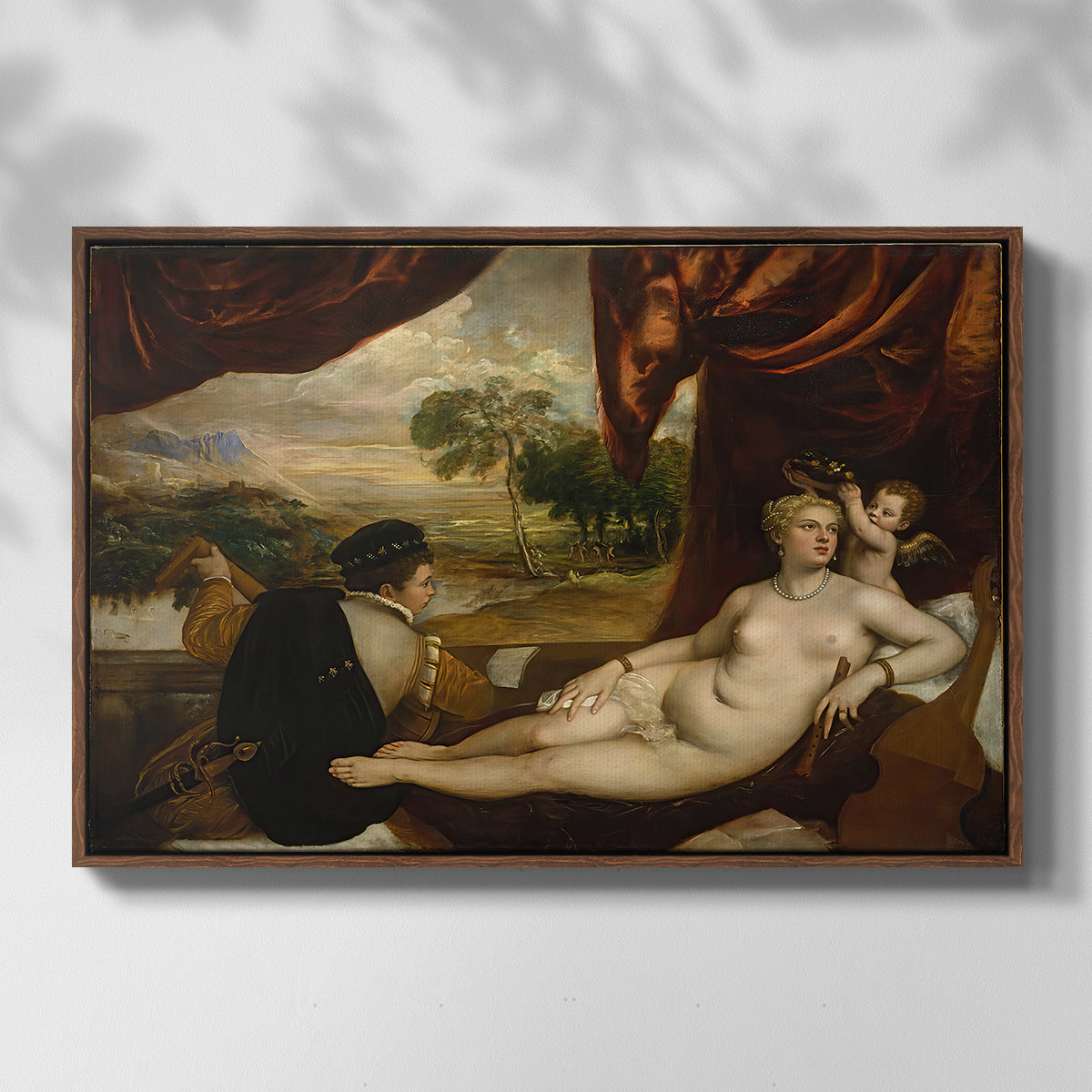 Venus and the Lute Player, c. 1565-1570 - Floater Framed Canvas Print