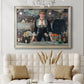 Iconic impressionist café bar scene by Édouard Manet in an ornate champagne frame displayed in a neutral-toned interior setting.