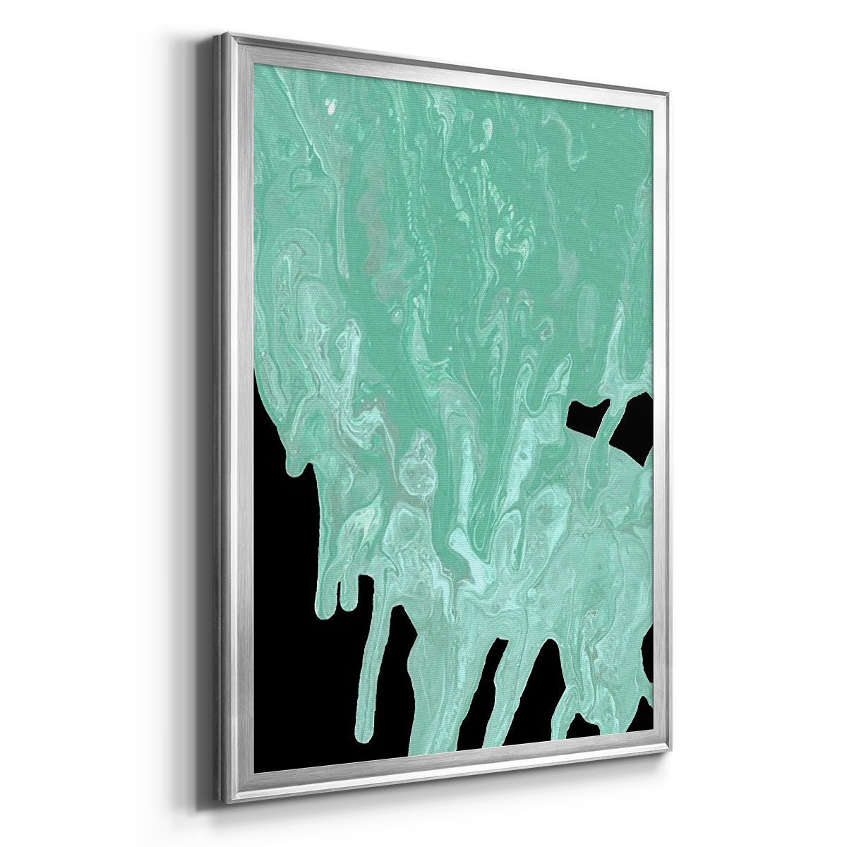 Teal Cascade I - Modern Framed Canvas Print