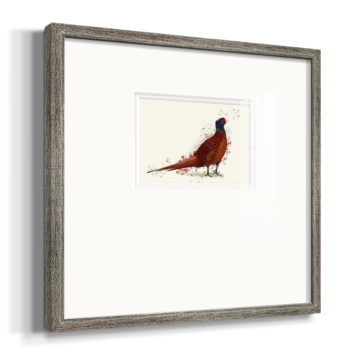 Pheasant Splash 4 Premium Framed Print Double Matboard