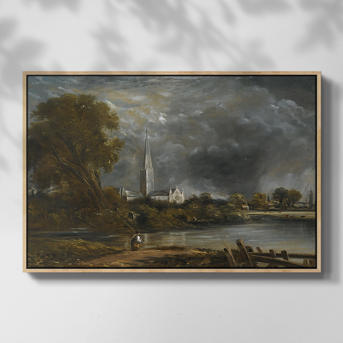 Salisbury Cathedral from the Meadows, c. 1831 - Floater Framed Canvas Print