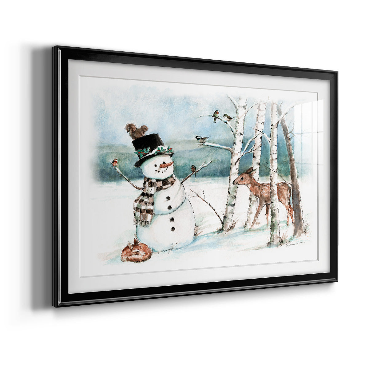 Snow Friends - Modern Framed Art Print