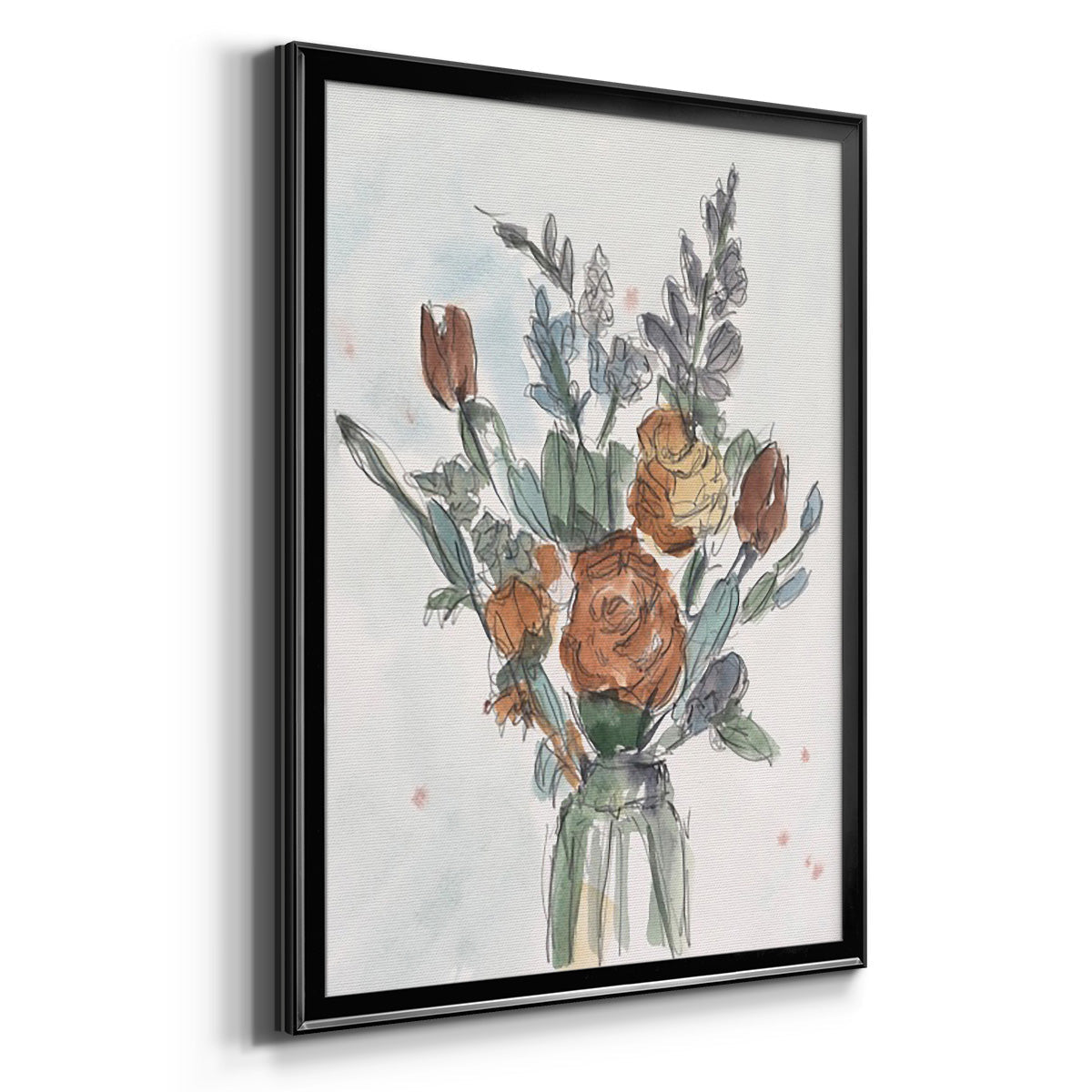 Watercolor Floral Arrangement II - Modern Framed Canvas Print