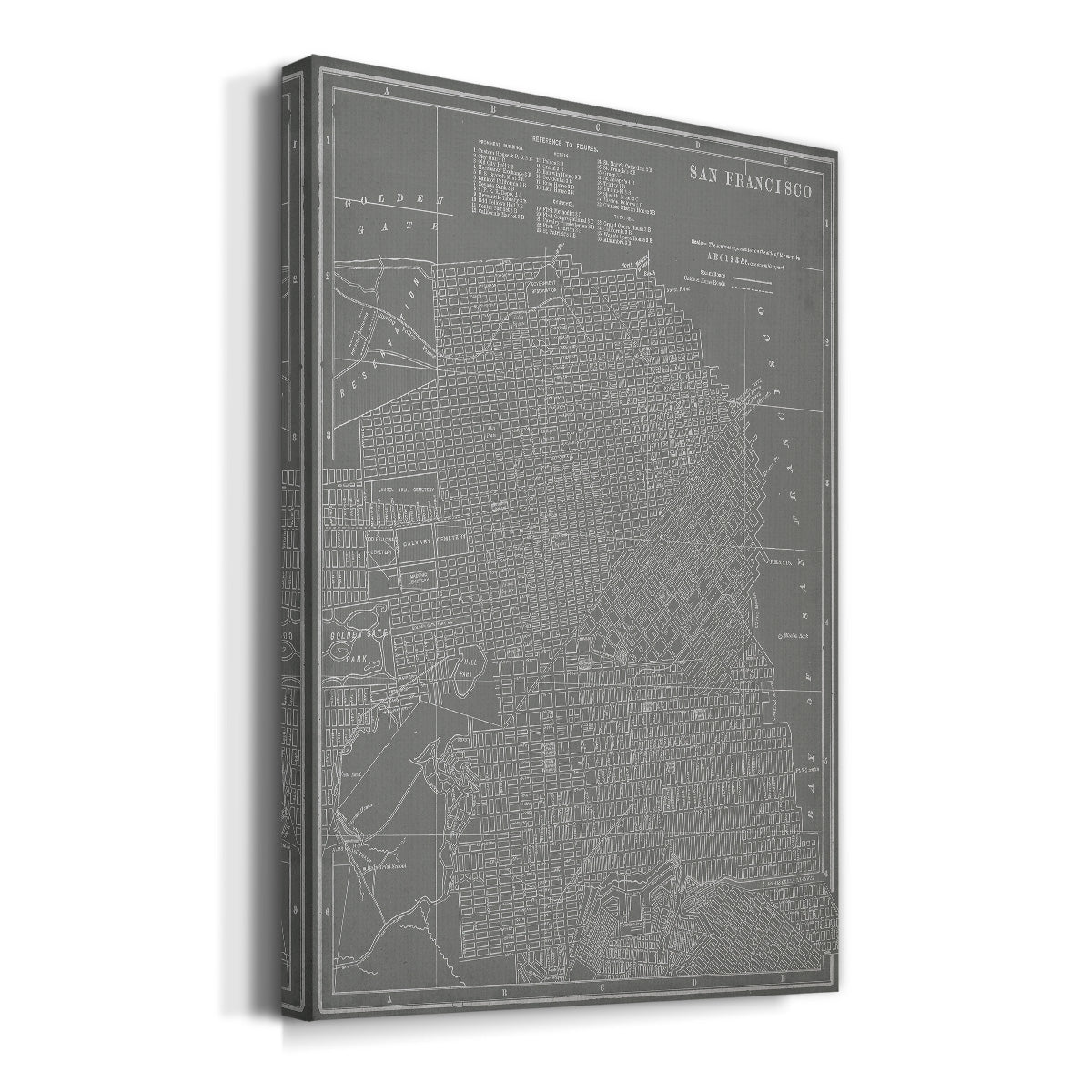 City Map of San Francisco Premium Gallery Wrapped Canvas - Ready to Hang