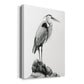 Shoreline Heron in B&W I Premium Gallery Wrapped Canvas - Ready to Hang