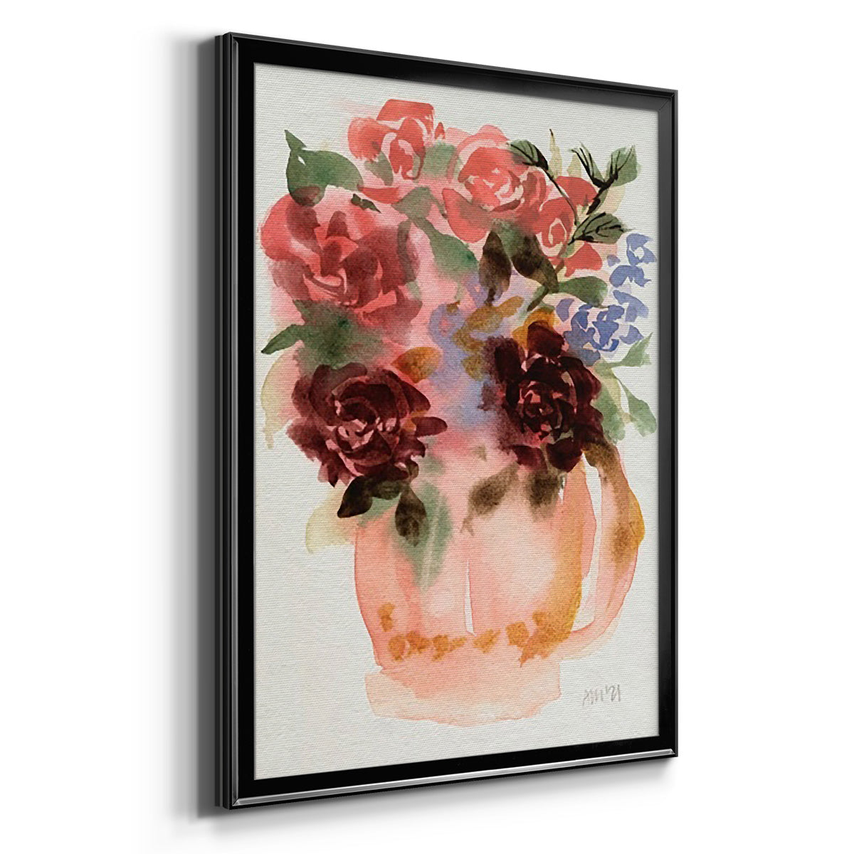 Mauve Bouquet in Teapot I - Modern Framed Canvas Print