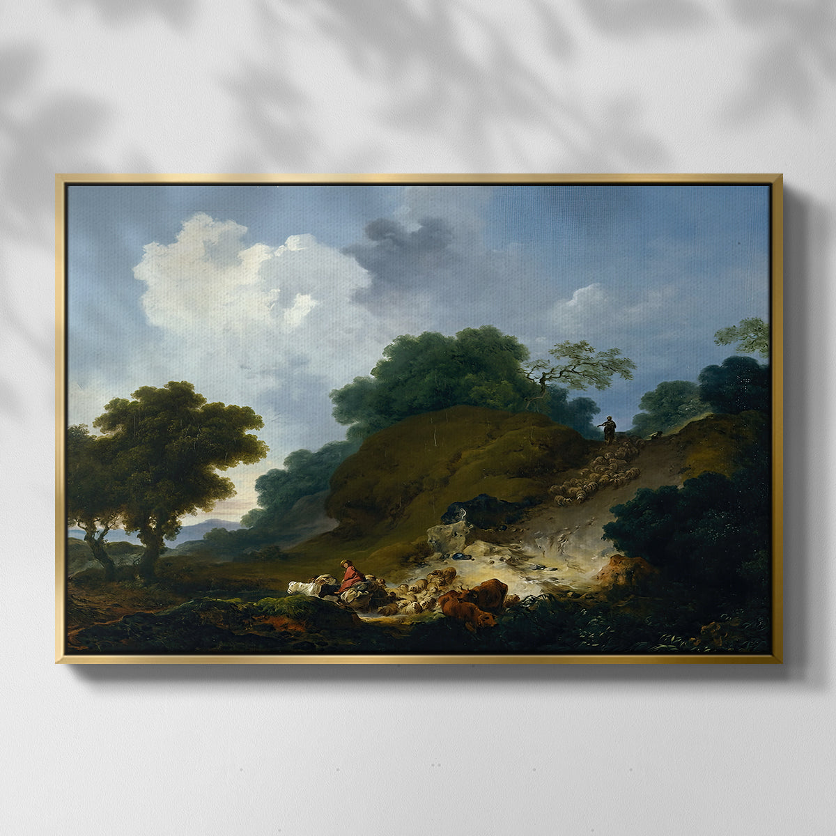 Landscape with Shepherds and Flock of Sheep, c. 1763-1765 - Floater Framed Canvas Print