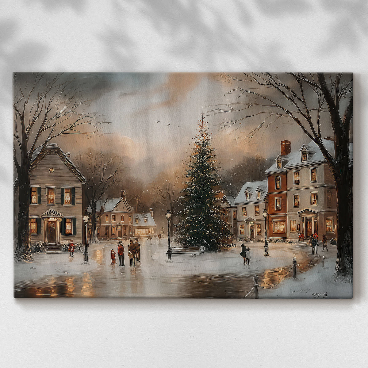 Warm Lantern Eve Green - Canvas Art Print