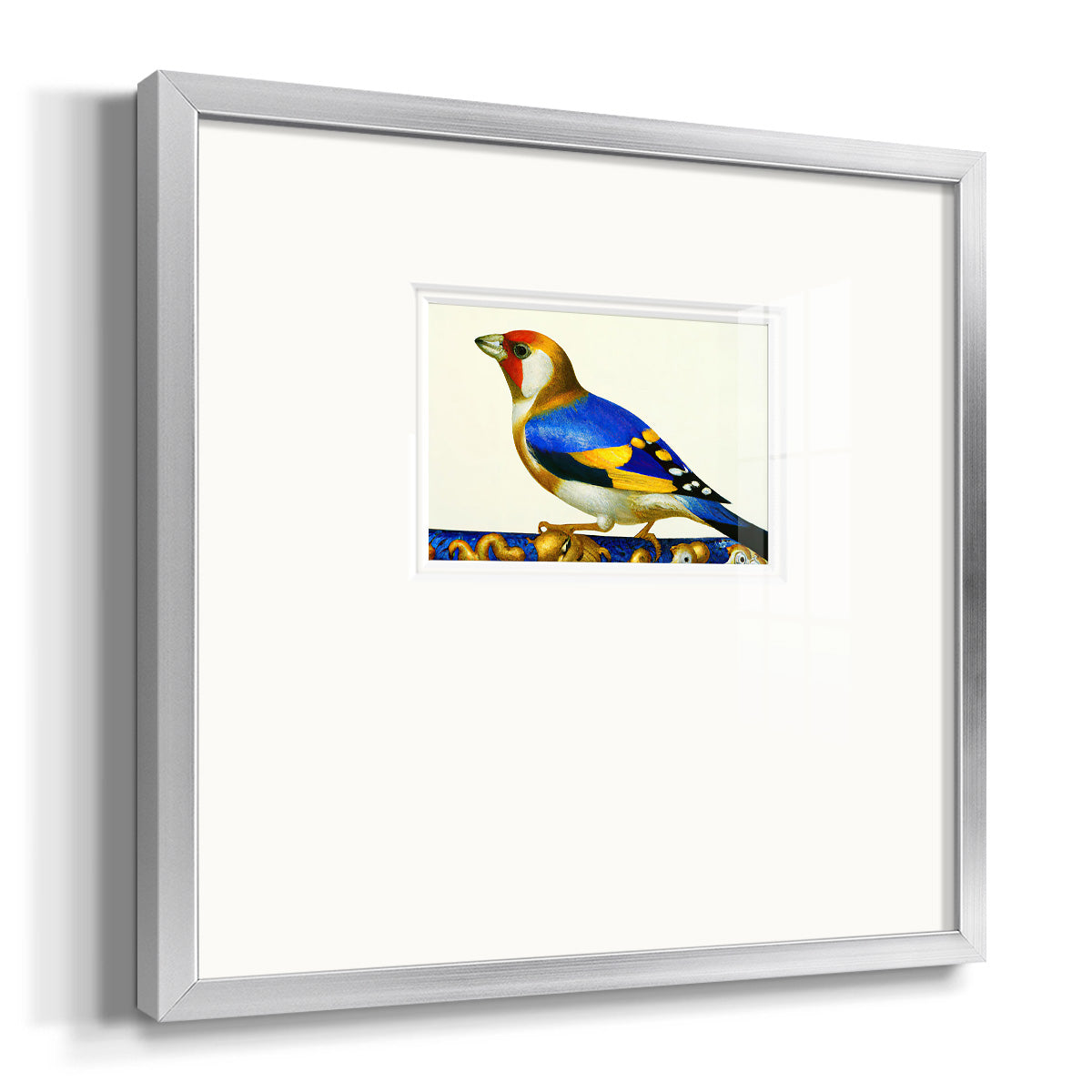 Blue Gold Finch Premium Framed Print Double Matboard