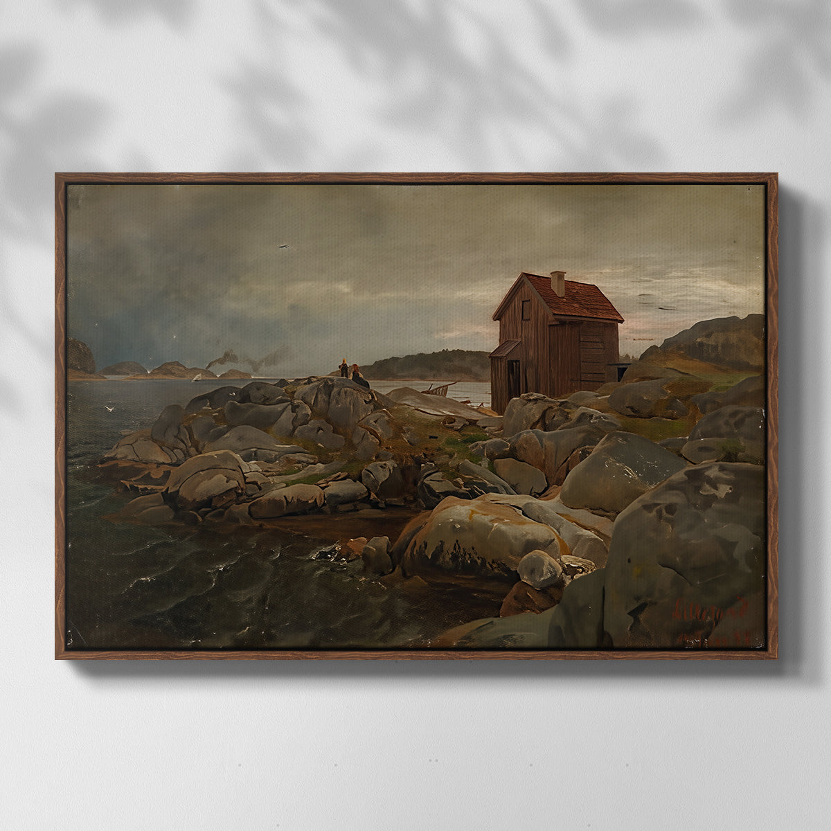 A Fisherman's Home, Lillesand, 1858 - Floater Framed Canvas Print