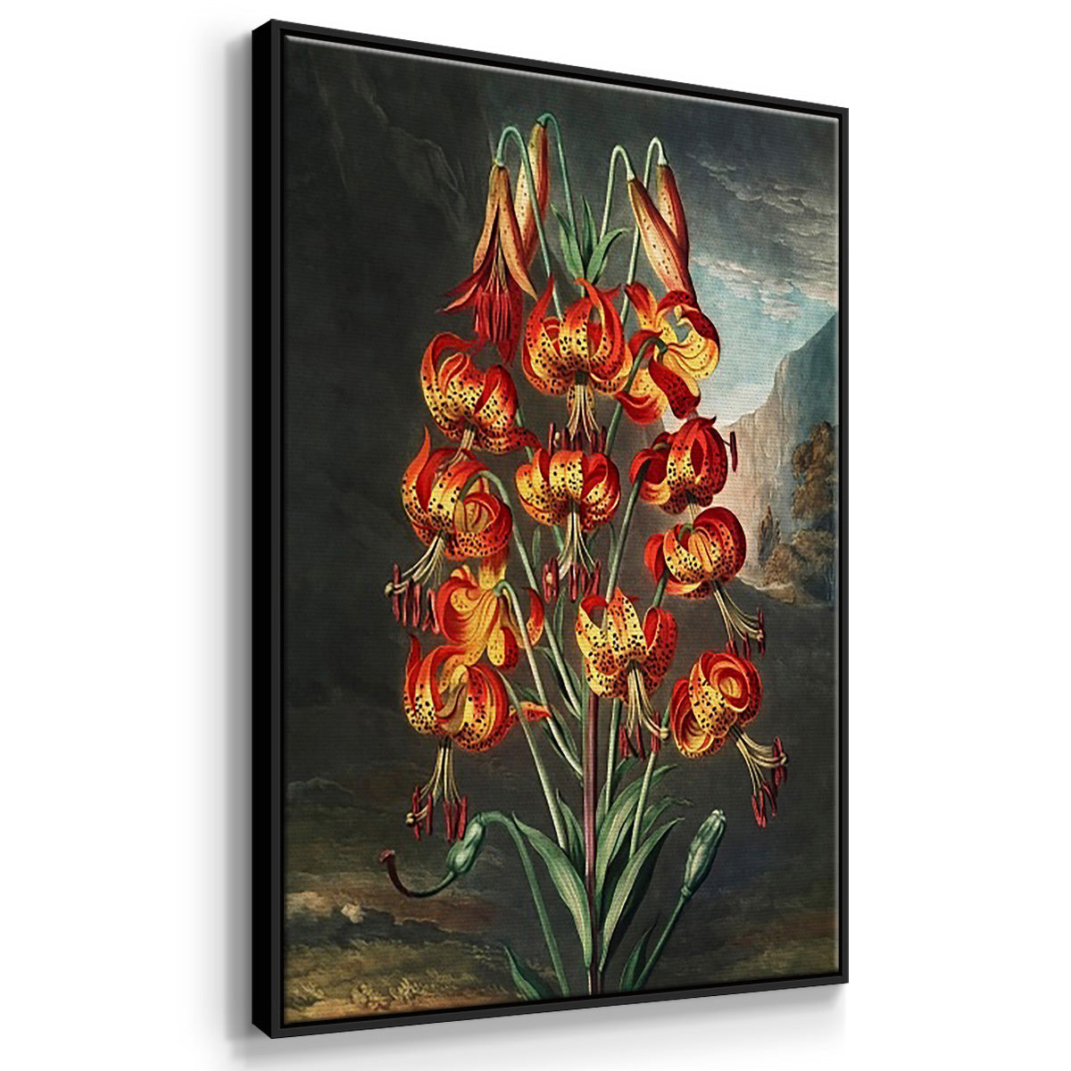 Temple of Flora I - Framed Premium Gallery Wrapped Canvas L Frame 3 Piece Set - Ready to Hang