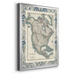 Bordered Map of North America - Modern Framed Canvas Print