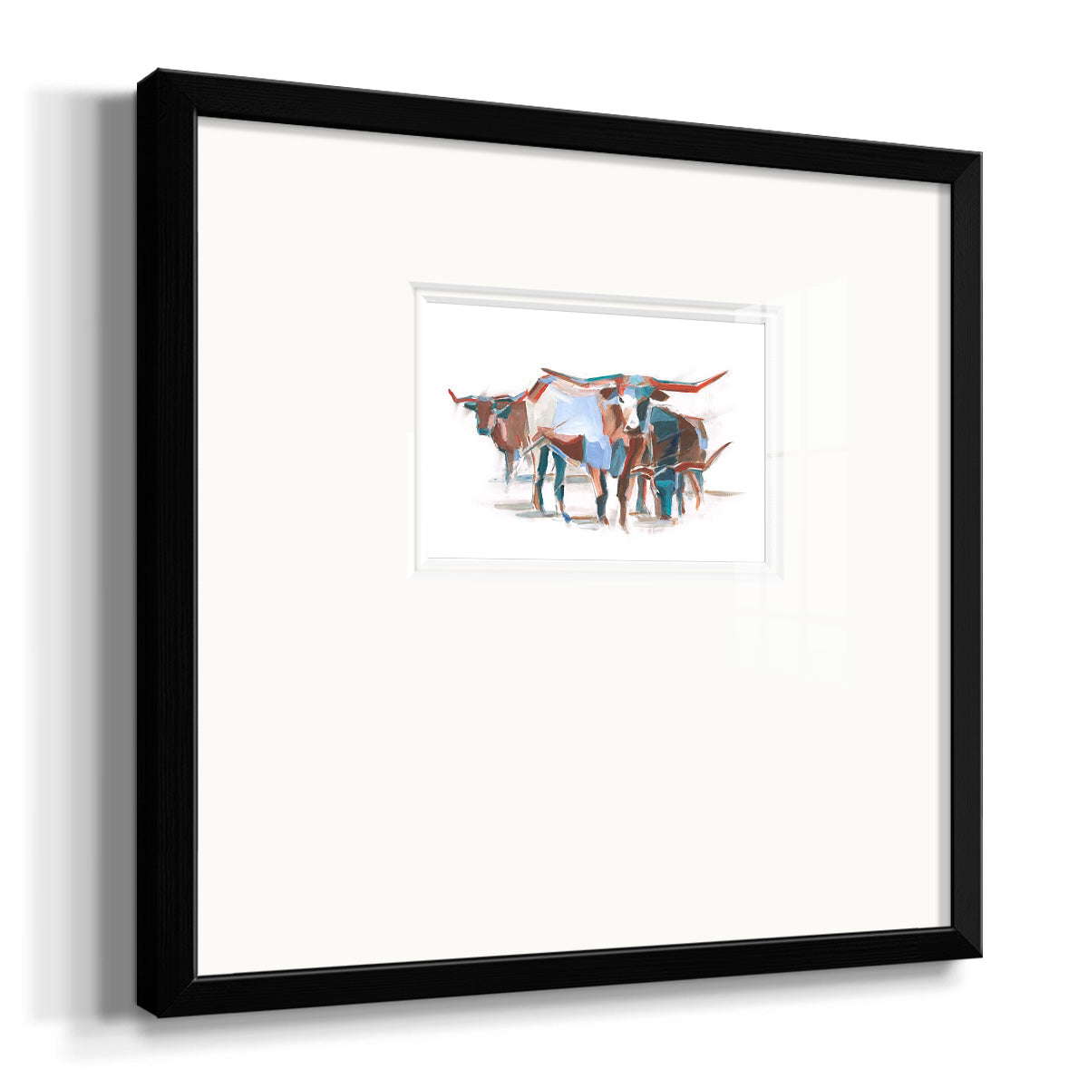 Modern Longhorns II Premium Framed Print Double Matboard