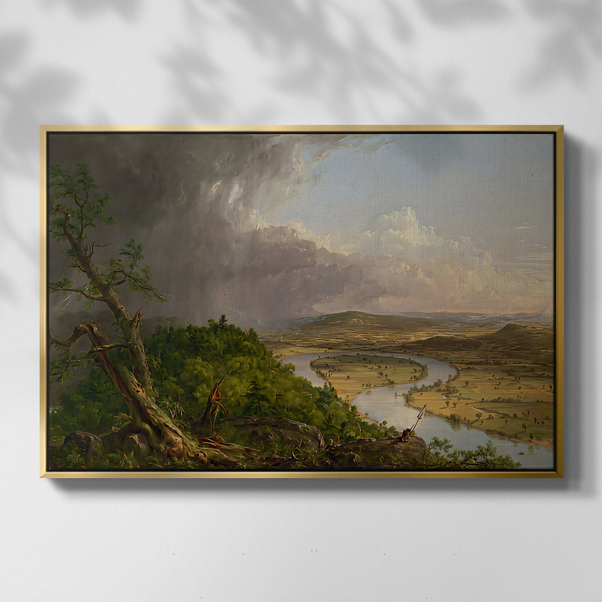 View from Mount Holyoke, Northampton, Massachusetts, after a Thunderstorm (Oxbow), 1836 - Floater Framed Canvas Print