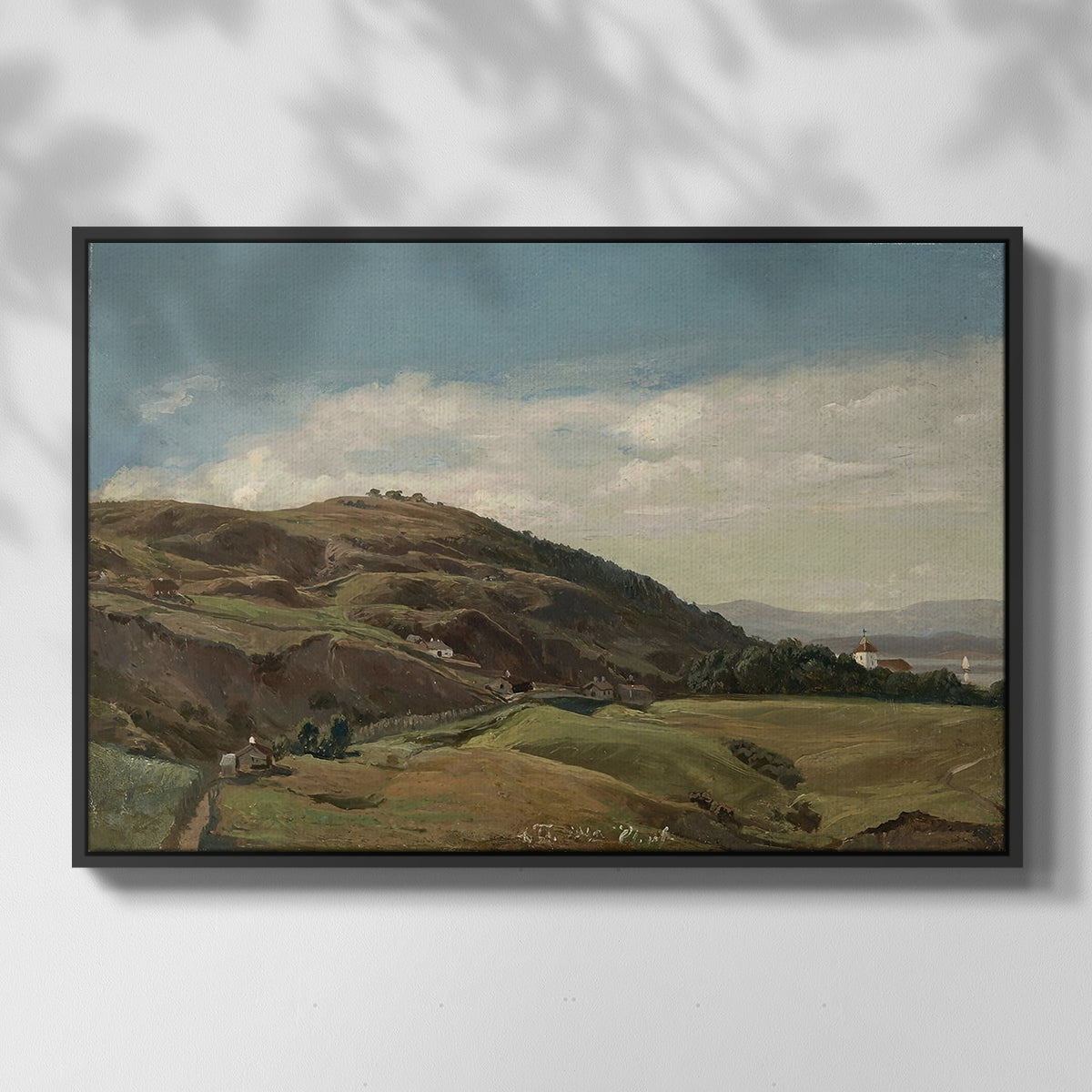 Ekeberg and Oslo Church, 1852 - Floater Framed Canvas Print