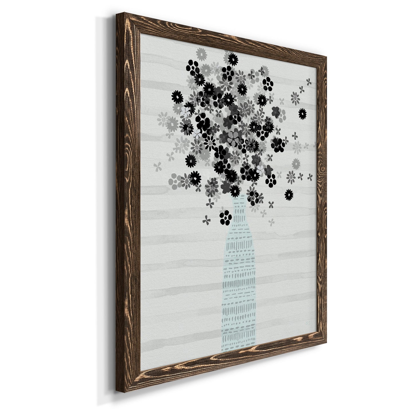 Bouquet of Black & White - Premium Canvas Framed in Barnwood - Ready to Hang