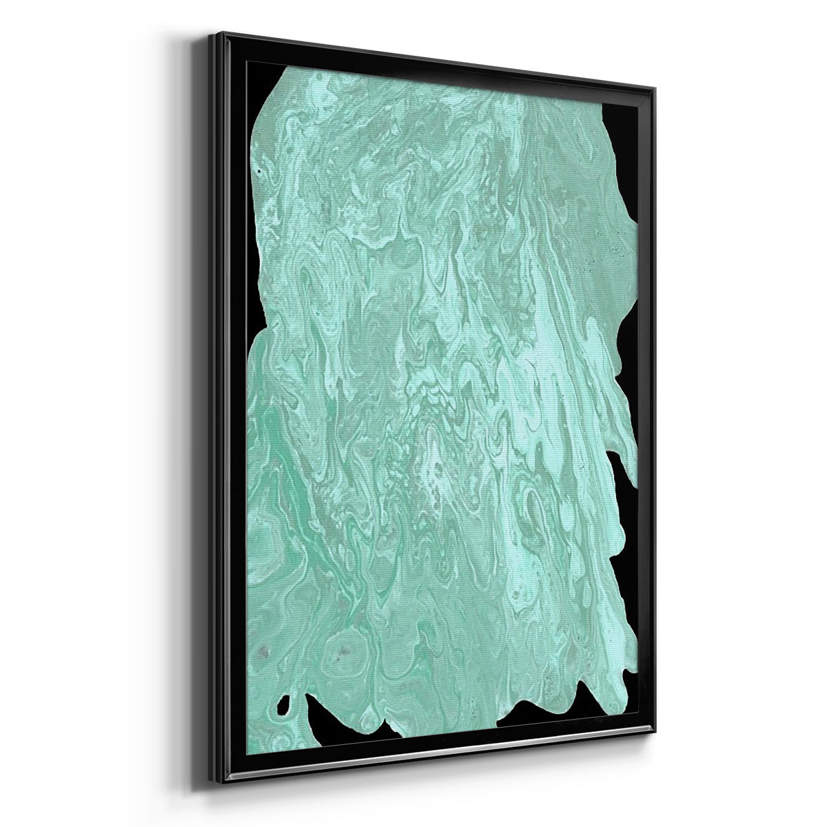 Teal Cascade II - Modern Framed Canvas Print