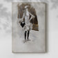 Canvas art print of a stylized male figure with clean lines and soft tones with a soft shadow on a white background.