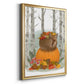 Fox Curled on Pumpkin - Modern Framed Canvas Print