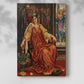 Canvas art print of a contemplative figure with a time symbol and soft lighting with a soft shadow on a white background.
