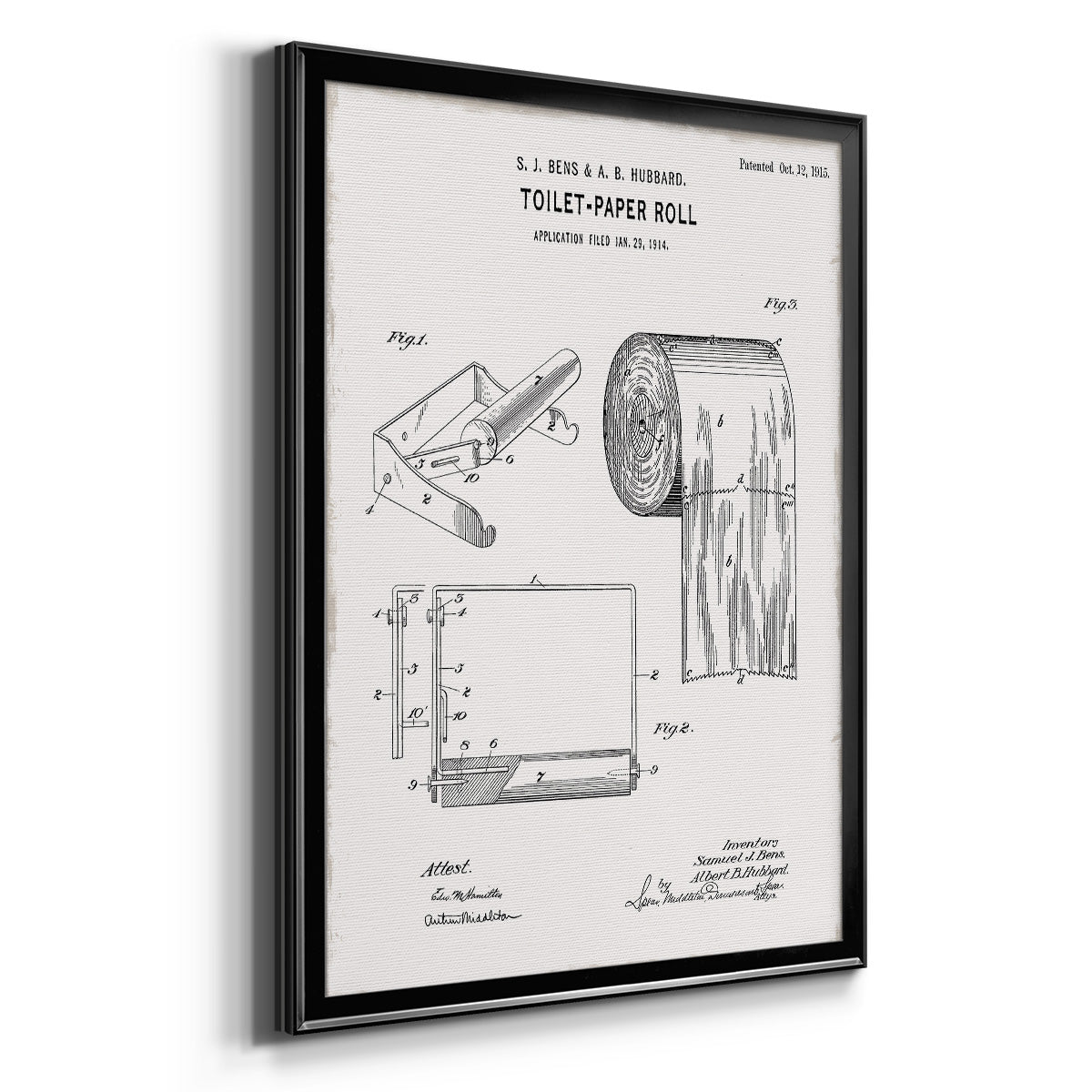 Toilet Paper Patent I - Modern Framed Canvas Print
