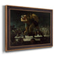 American social club scene painting by George Bellows printed on canvas in an ornate bronzed mahogany wood frame.
