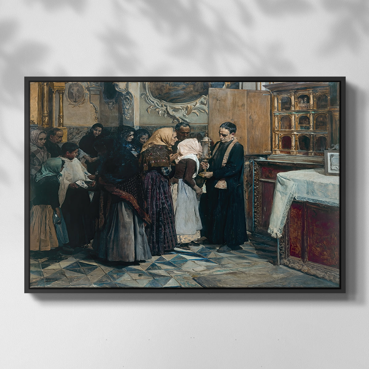 Kissing the Relic, 1893 - Floater Framed Canvas Print
