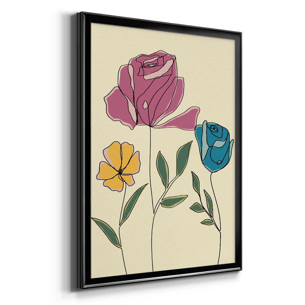 Colored Floral II - Modern Framed Canvas Print