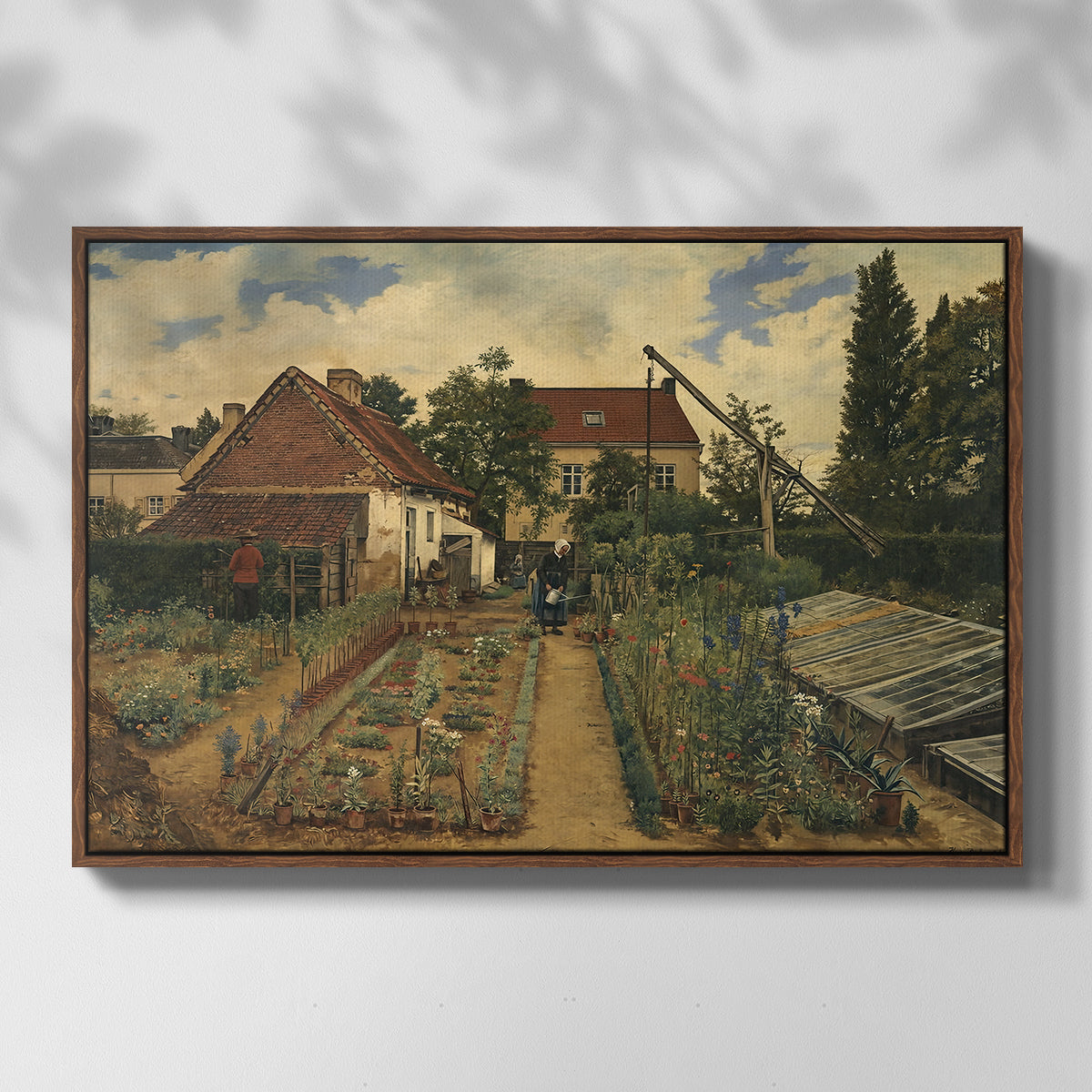 Garden of a Florist (The Flower Garden), 1864 - Floater Framed Canvas Print