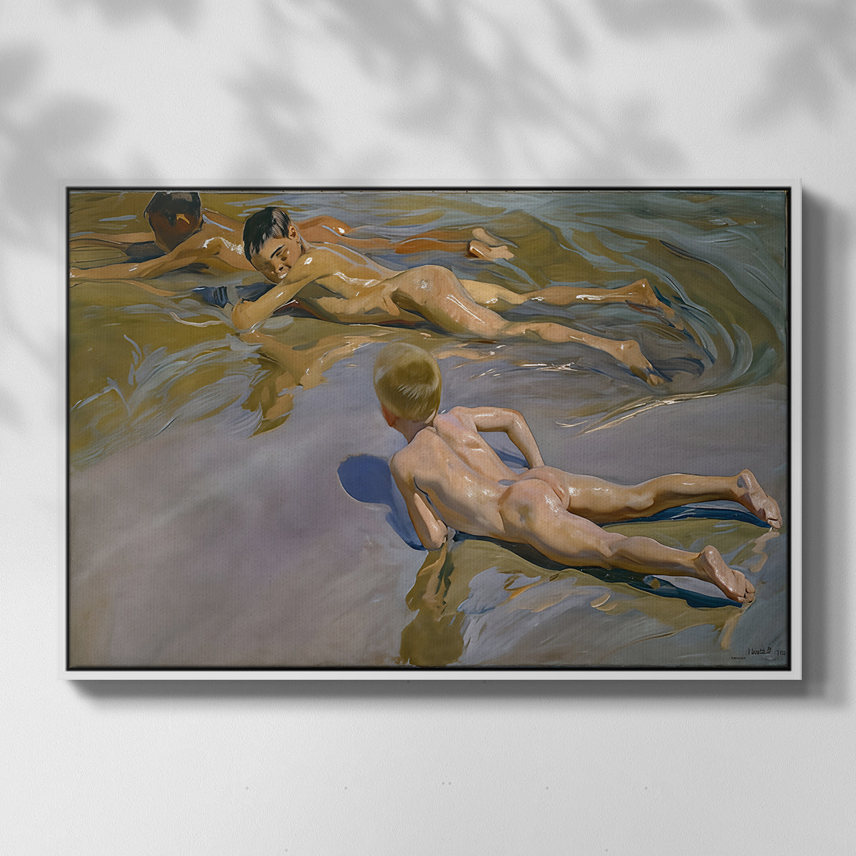 Boys on the Beach, 1910 - Floater Framed Canvas Print