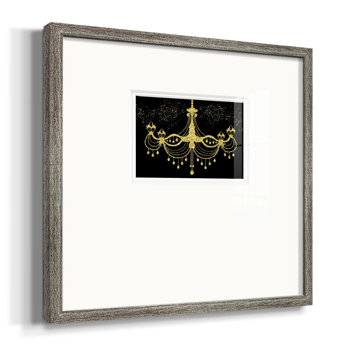 Golden Chandelier Premium Framed Print Double Matboard