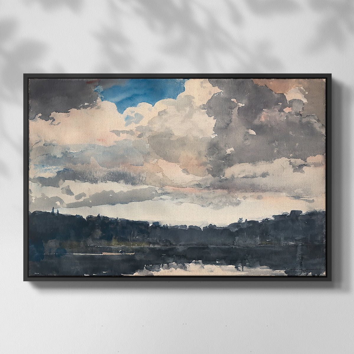 The Lone Boat, North Woods Club, Adirondacks, 1892 - Floater Framed Canvas Print