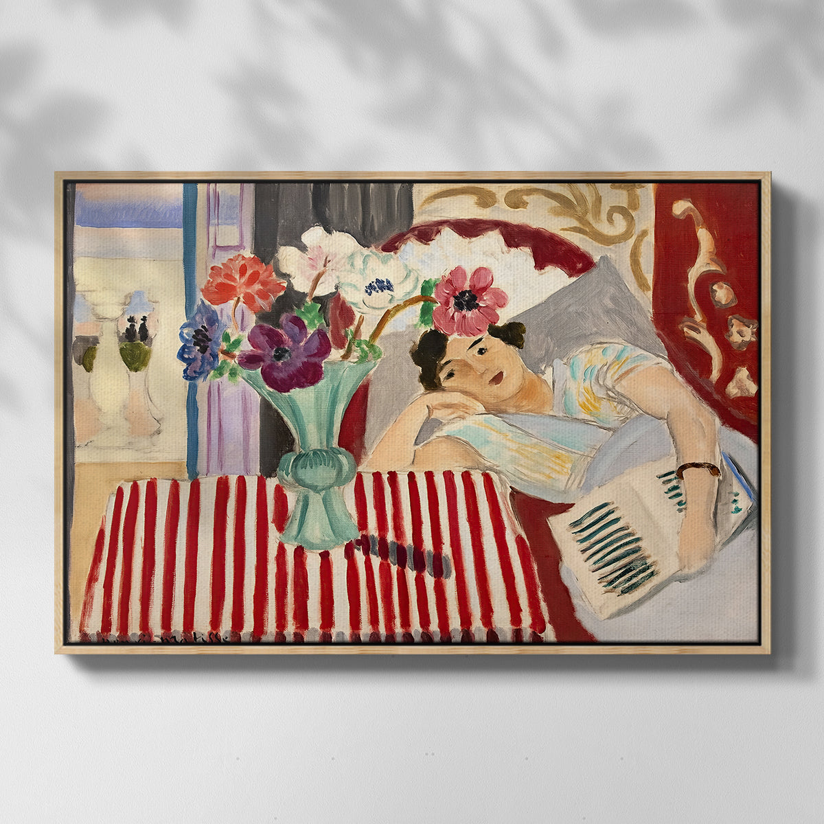 Woman with Anemones (Femme et anémones), c. 1920-1921 - Floater Framed Canvas Print
