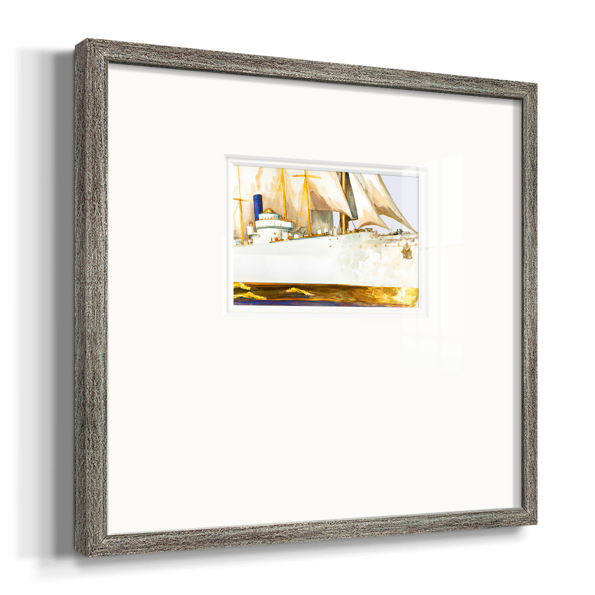 Golden Steam Ship Premium Framed Print Double Matboard