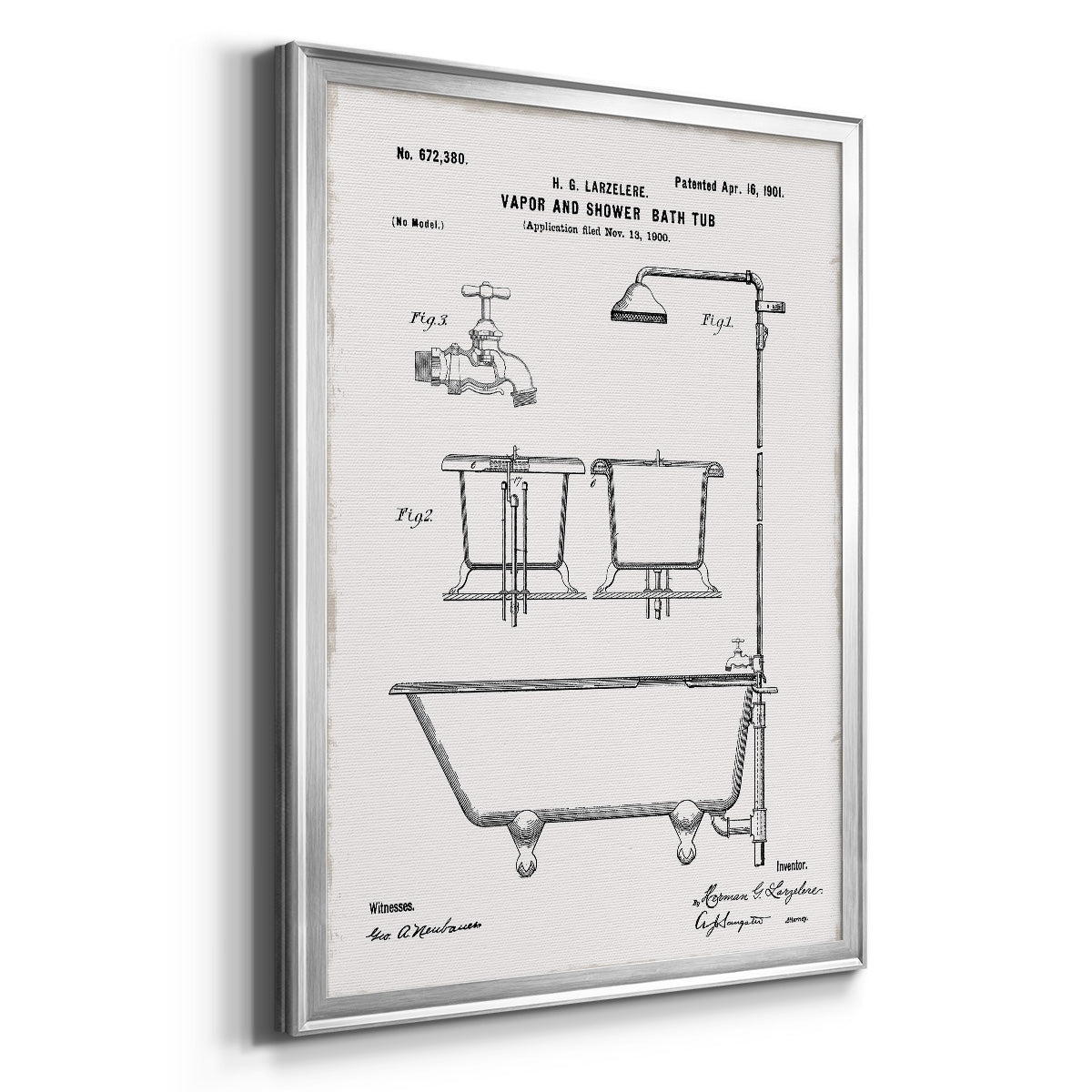 Vintage Bath II - Modern Framed Canvas Print