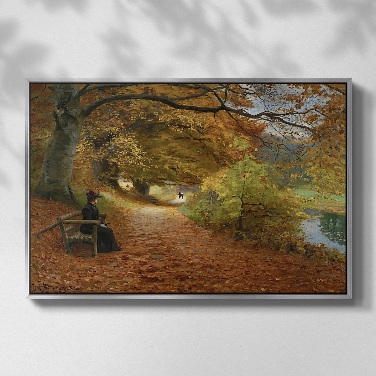 A Wooded Path in Autumn, 1902 - Floater Framed Canvas Print