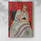 Canvas art print of a calm figure with simplified form and muted tones with a soft shadow on a white background.