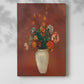 Canvas art print of a floral arrangement with muted color and gentle texture with a soft shadow on a white background.